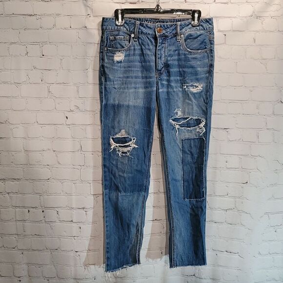 American Eagle Outfitters tomgirl distressed jeans size 0 - Picture 1 of 10